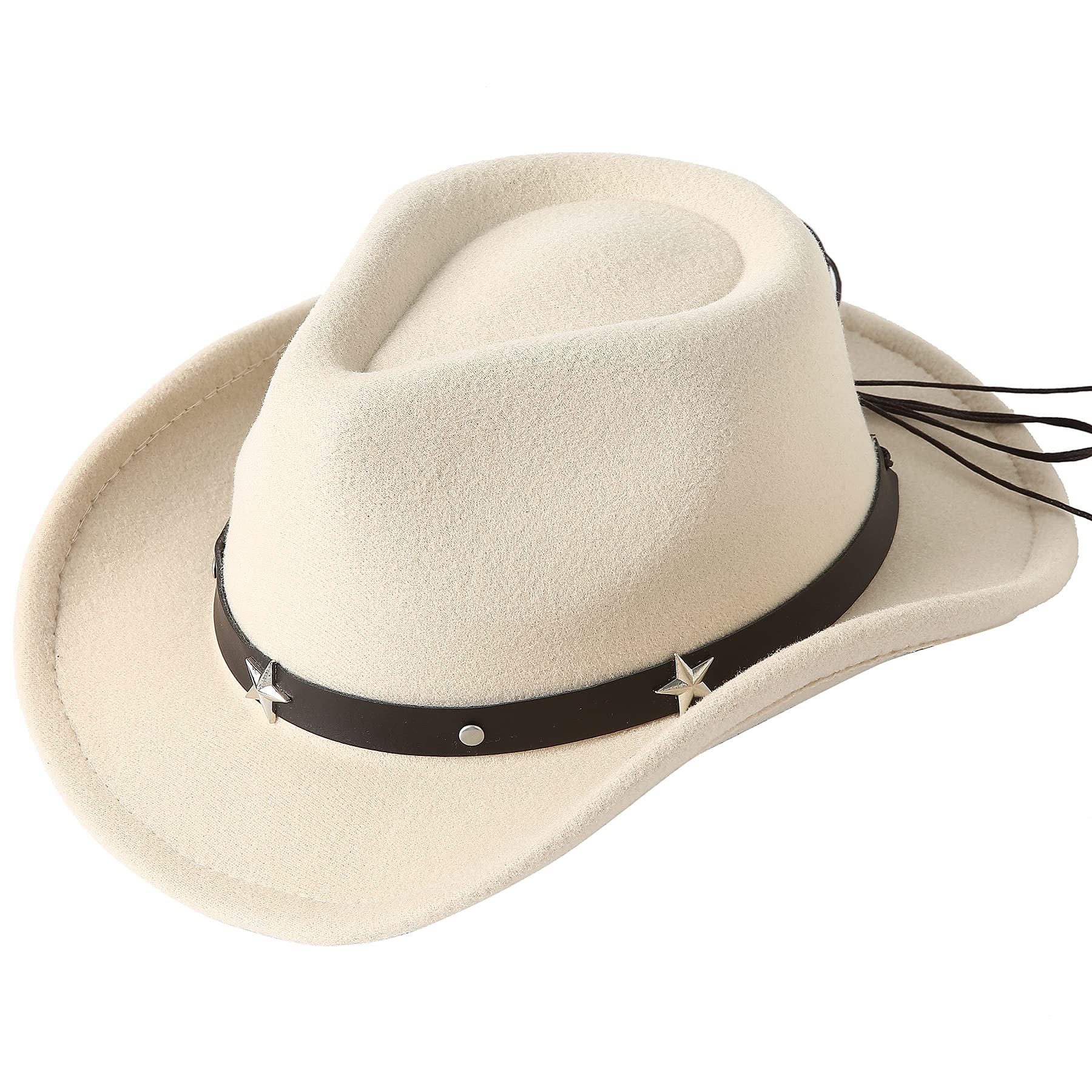 Jastore Kids Girls Boys Western Cowboy Cowgirl Hat with Buckle Belt Felt Fedora Hat (Red, 4-12 Years)