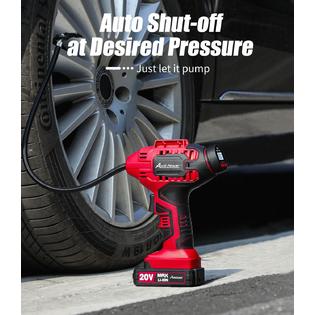 Avid Power AVID POWER Tire Inflator Air Compressor, 20V Cordless Car Tire Pump with Rechargeable Li-ion Battery, 12V Car Power Adapter, Dig
