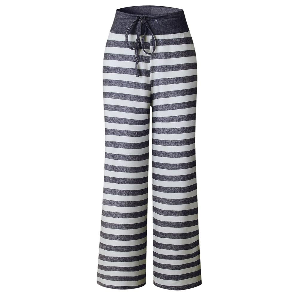 AMiERY Women's Summer Striped Pjs Pregnancy Pant Comfy Stretch High Waist Wide Leg Lounge Palazzo Pajamas Pants (XXL, Grey Strip