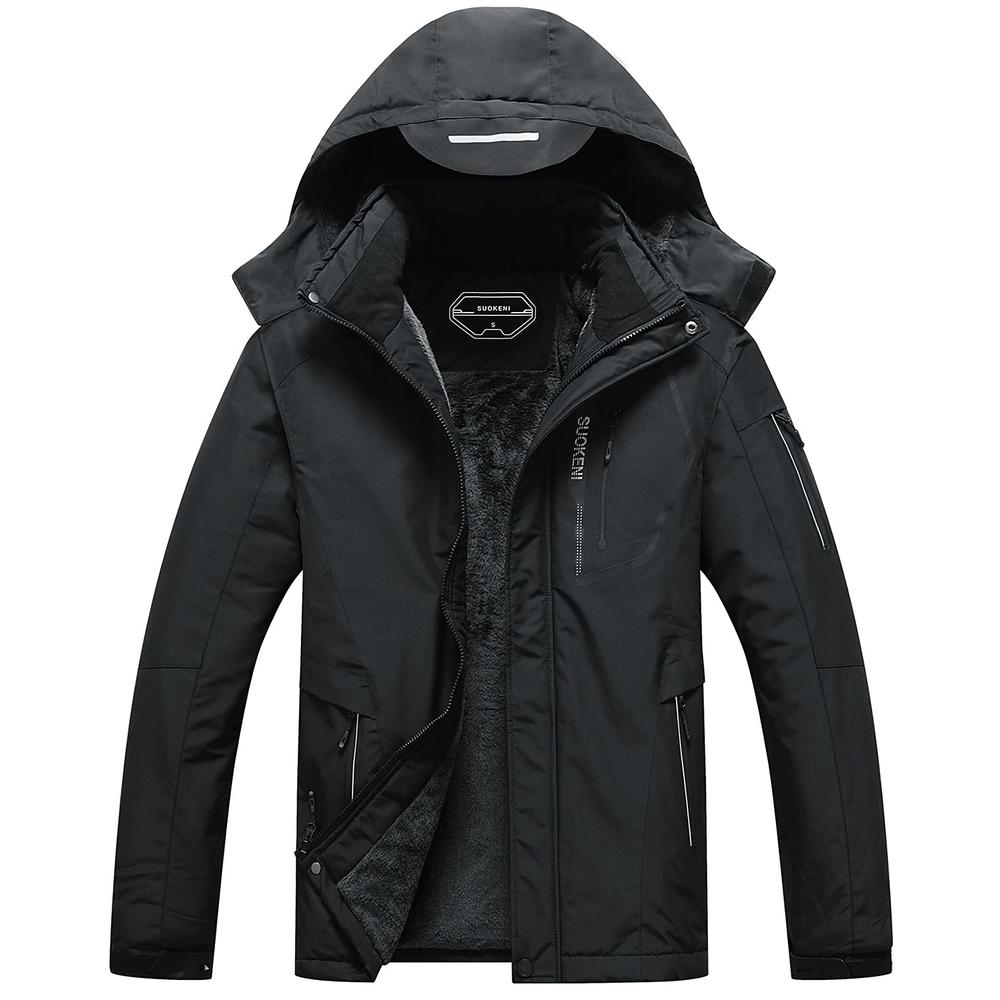 SUOKENI Men's Waterproof Ski Jacket Warm Winter Snow Coat Hooded Raincoat X-Large