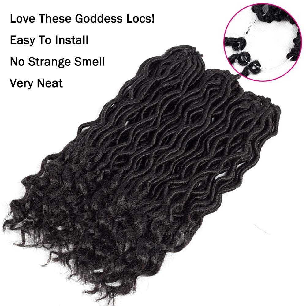 Lihui Goddess Locs Crochet Hair 20Inch Curly Faux Locs Crochet Hair Braids Wavy Goddess Faux Locs Crochet Hair Pre Looped Croche