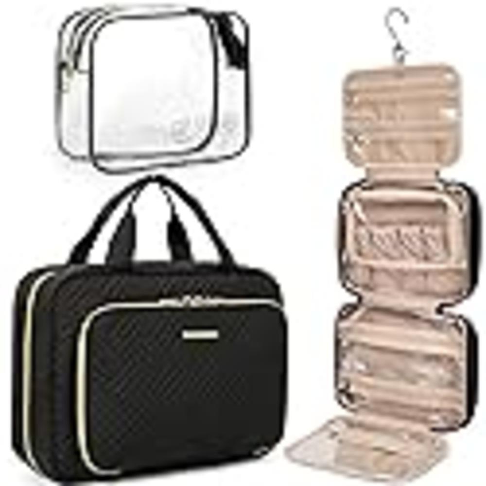 BAGSMART Toiletry Bag Hanging Travel Makeup Organizer with TSA Approved Transparent Cosmetic Bag Makeup Bag for Full Sized Toile