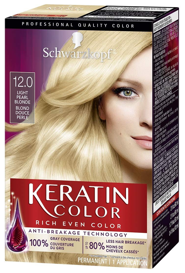Schwarzkopf Keratin Color Permanent Hair Color Cream, 12.0 Light Pearl Blonde