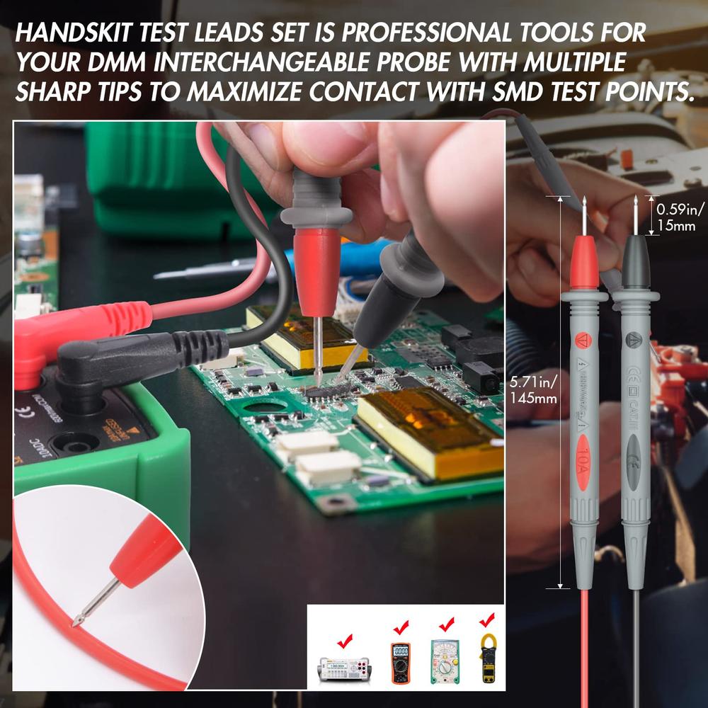 handskit Electrical Multimeter Test Leads Set with Alligator Clips Test Hook Test Probes Lead Professional Kit 1000V 10A CAT.II