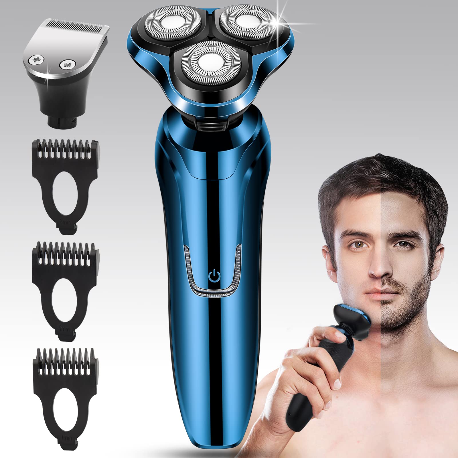 Vifycim Handsomeface Electric Razor for Men, Mens Electric Shavers, Dry Wet Waterproof Rotary Shaver Razors, Cordless Face Shaver USB Re