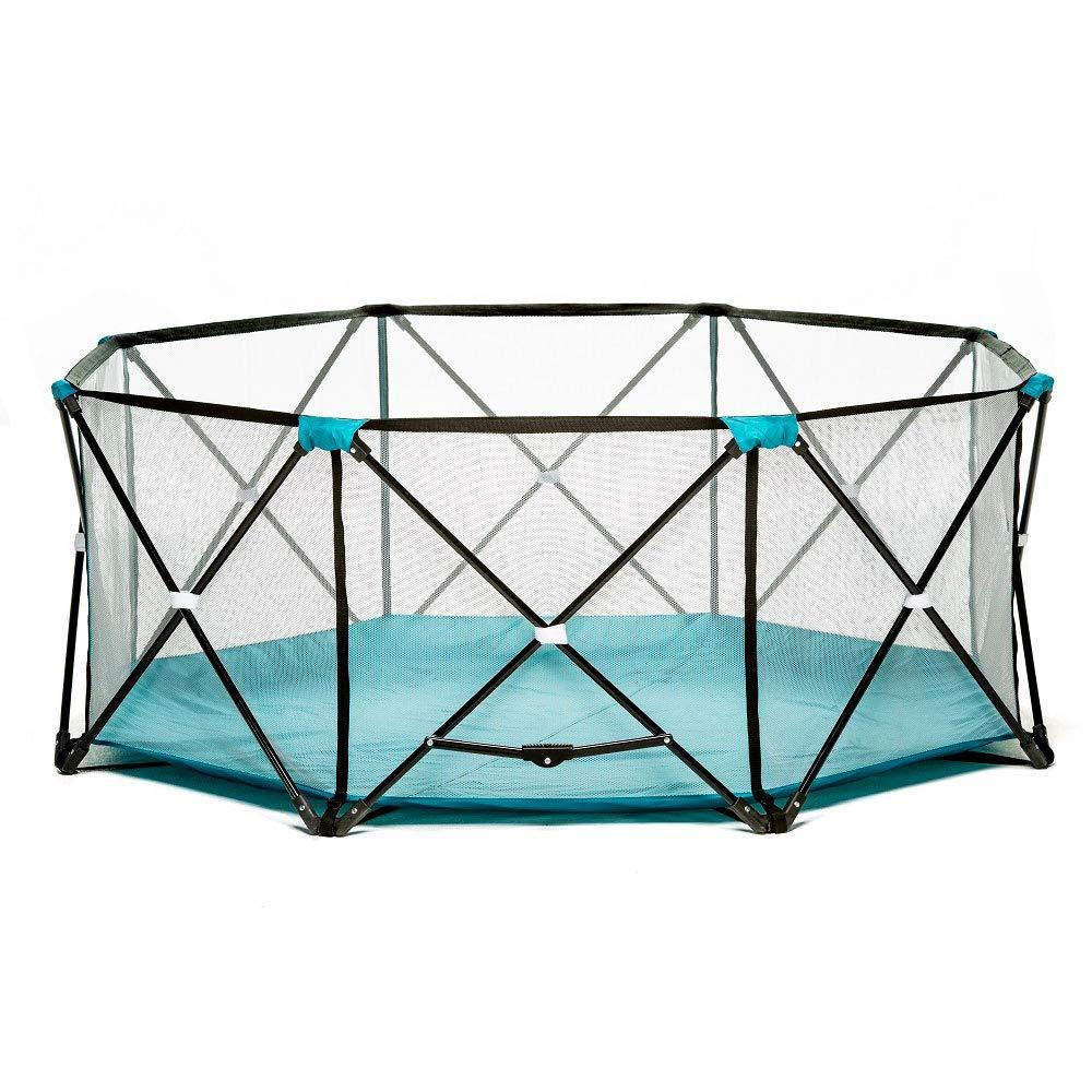 Regalo My Play Deluxe Extra Large Portable Play Yard Indoor and Outdoor, Bonus Kit, Washable, Teal, 8-Panel