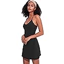 URBEST Women's Exercise Workout Dress with Built-in Bra & Shorts Sleeveless Tennis Golf Athletic Dress with Pockets Black L