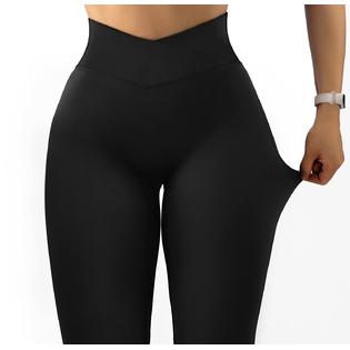 MOOSLOVER Women V Cross Waist Butt Lifting Leggings with Pockets High  Waisted Yoga Pants(XL,Black Tie-Dye-886)