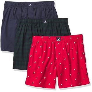 Nautica men's cotton woven 3 pack boxer Clearance