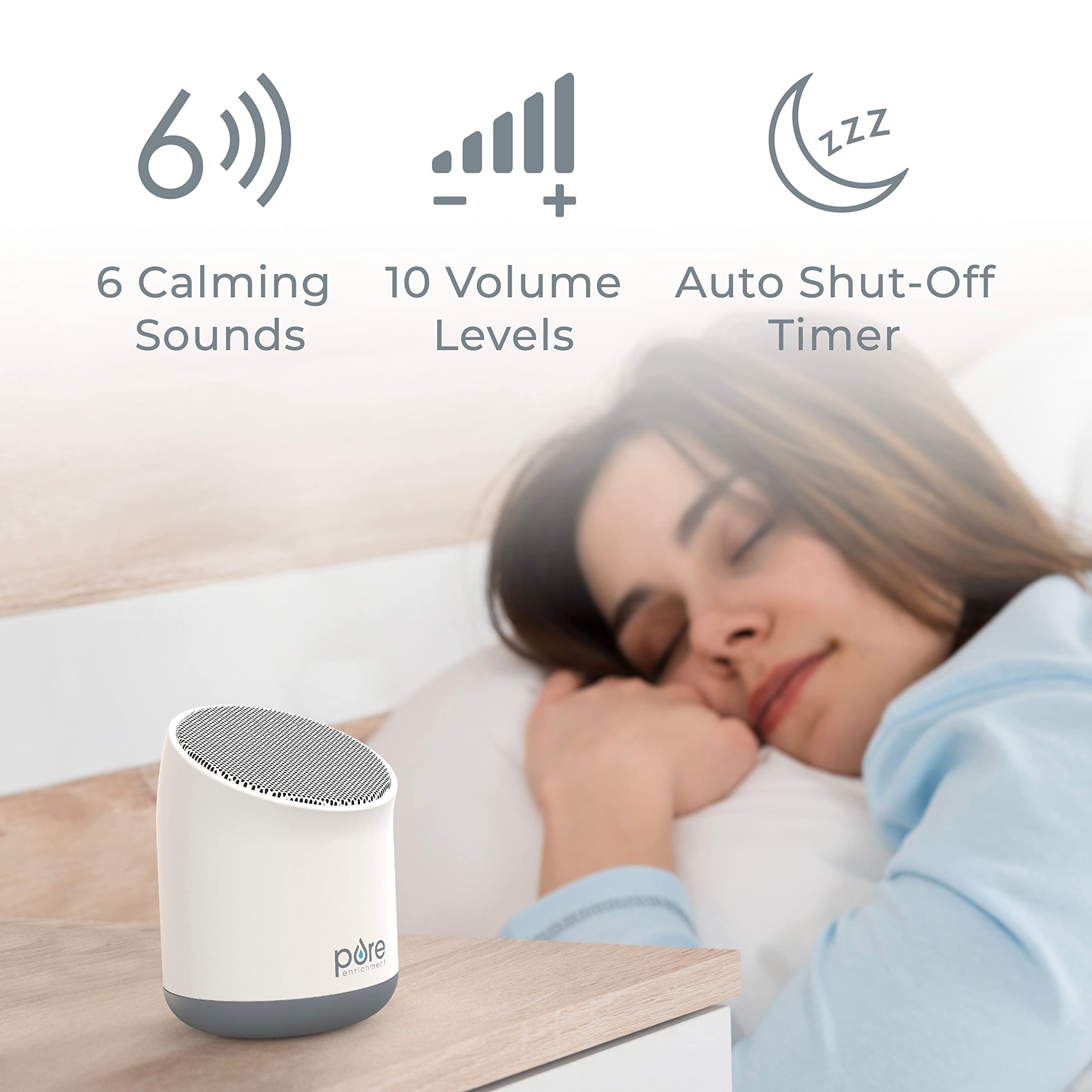Pure Enrichment® Wave™ Mini Zen Soothing Sound Machine - Portable Sound Machine for Yoga Studios, Travel & Sleep - 6 Relaxing So