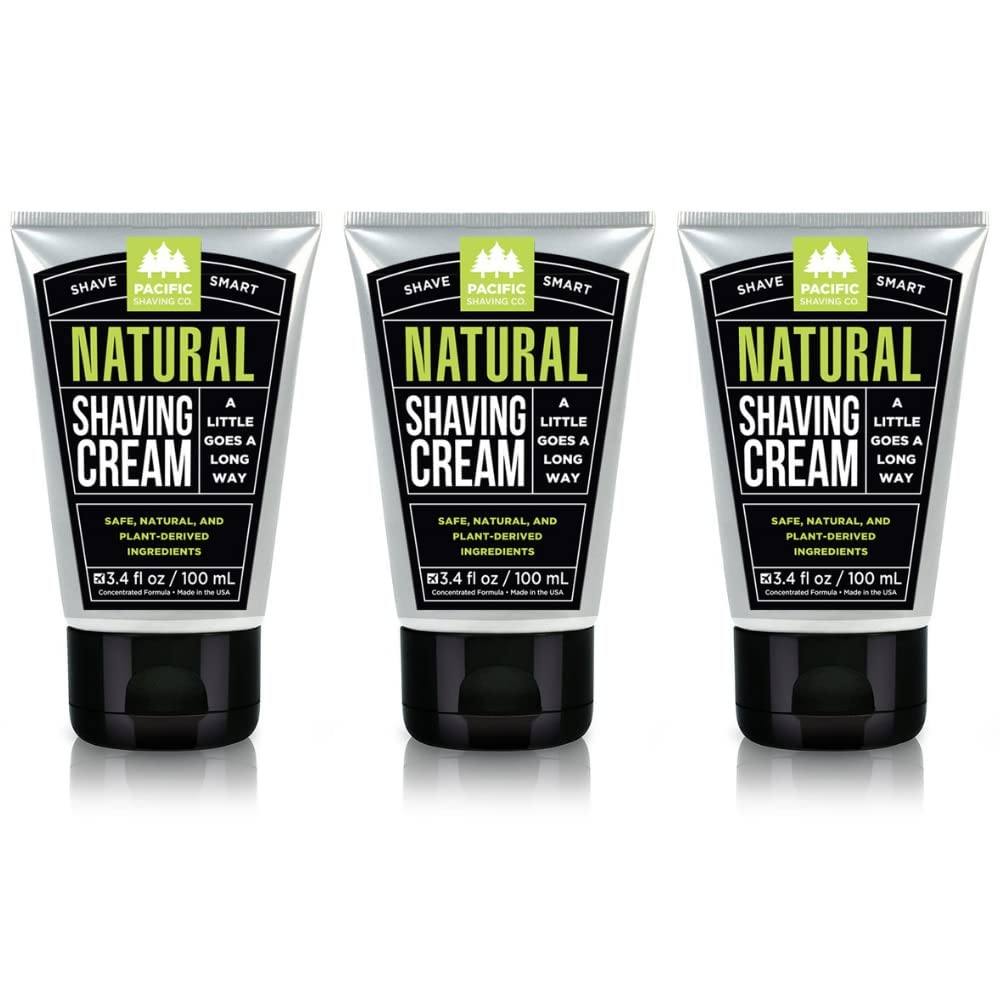 Pacific Shaving Company Natural Shaving Cream - Shea Butter + Vitamin E Shave Cream for Hydrated Sensitive Skin - Clean Formula