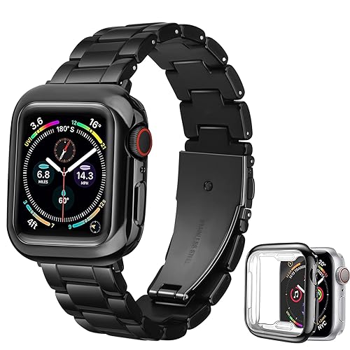 Omter Band with Case Compatible with Apple Watch 49mm 45mm 44mm 42mm 41mm 40mm 38mm, Women Men Fashion Resin Strap Bumper for iW