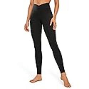 CRZ YOGA Womens Butterluxe Cross Waist Workout Leggings 25 Inches - V  Crossover High Waisted Gym Athletic
