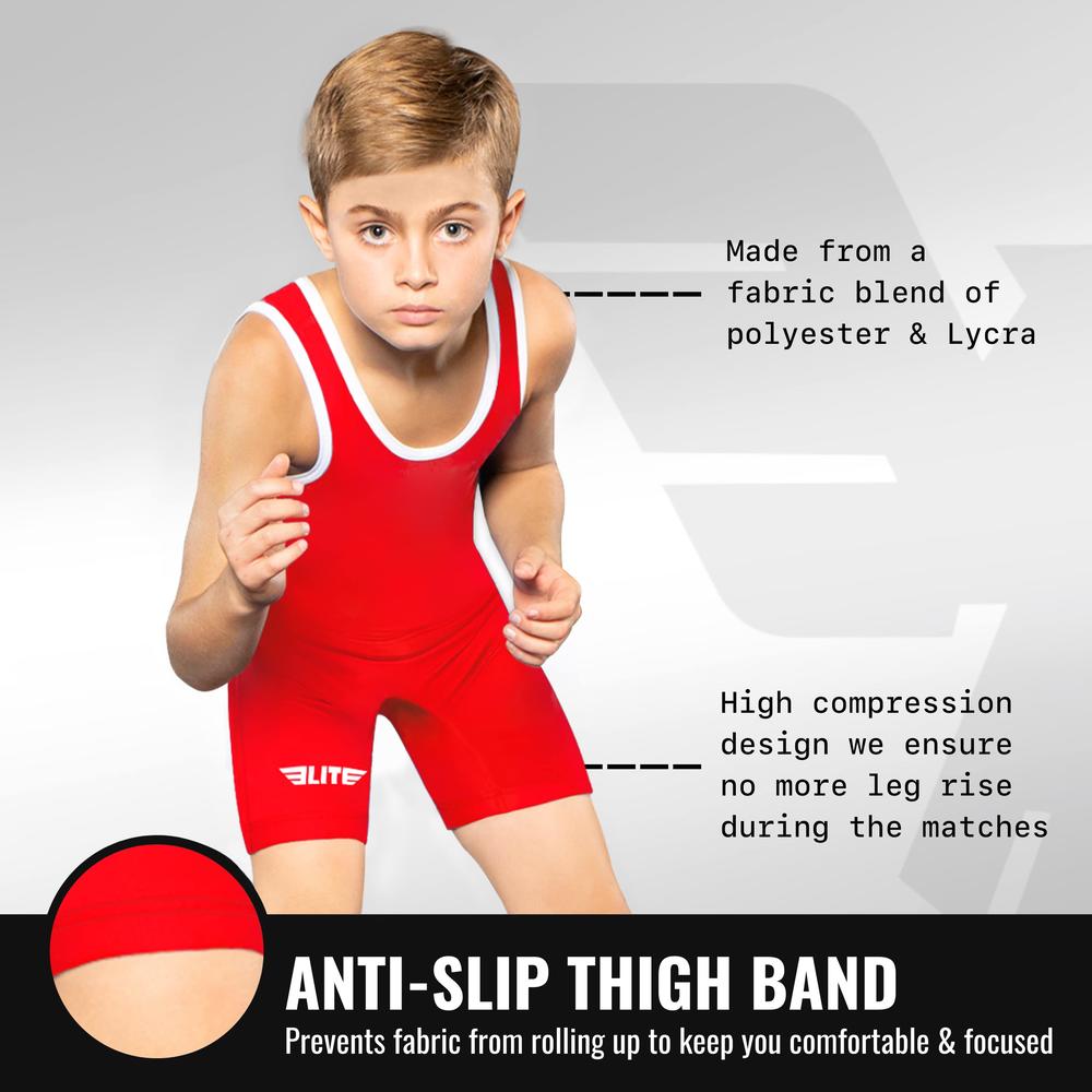 Small Singlets Elite Sports Kids Wrestling Youth Singlet, Standard Boys Wrestling ...