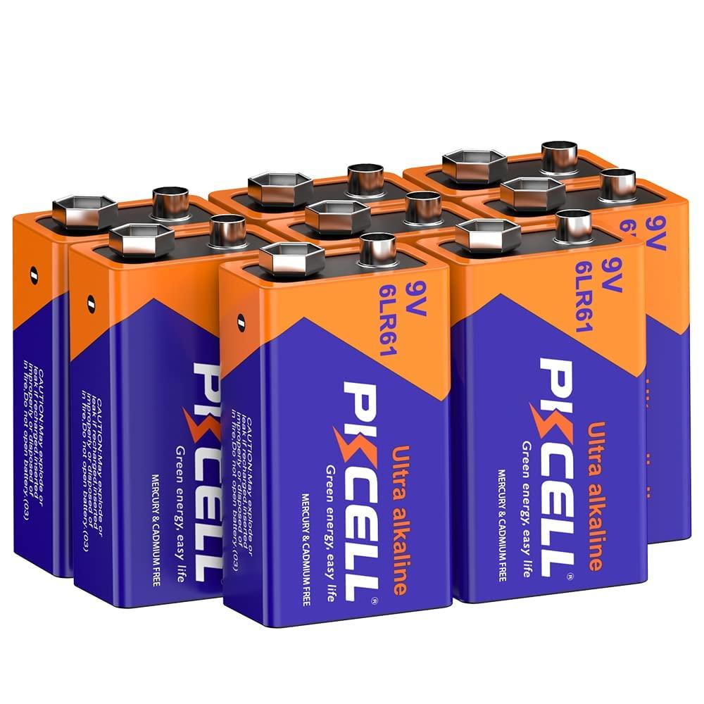 PILOCEL 9V Batteries 8 Counts 9V 6LR61 Battery 9 Volt Battery Alkaline 9V Battery 9V Batteries 6LR61 Batteries 9 Volt Batteries 
