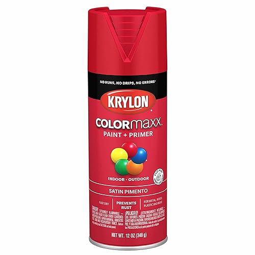 Krylon® 5574 K05574007 COLORmaxx, Pimento, Satin-12 Ounce Aerosol Paint, (Pack of 1)