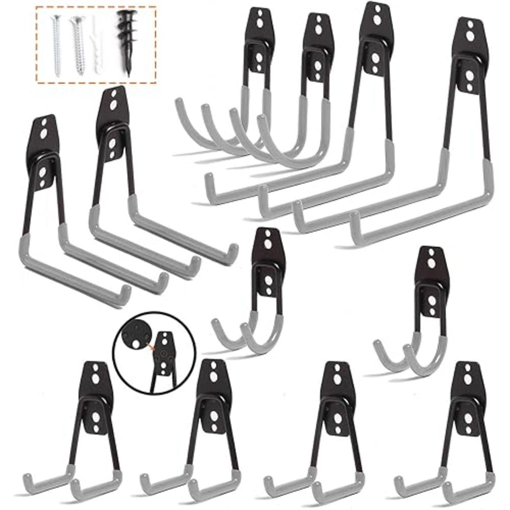 12-Pack Heavy Duty Double Hooks - Wall Mounted Tool Organizer For Garage & Workshop