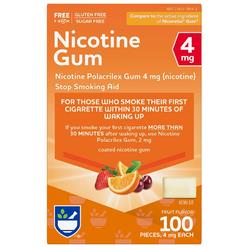 Rite Aid Nicotine Gum, 4 mg - 100 Count | Quit Smoking Aid | Nicotine Replacement Gum (Fruit)