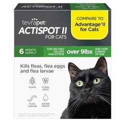 TevraPet Actispot II Flea Treatment for Large Cats 9+ lbs  6 Doses  Powerful Prevention and Control