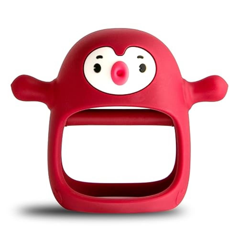 Smily Mia Penguin Buddy Never Drop Silicone Baby Teething Toy for 0-6month Infants, Baby Chew Toys for Sucking Needs, Hand Pacif