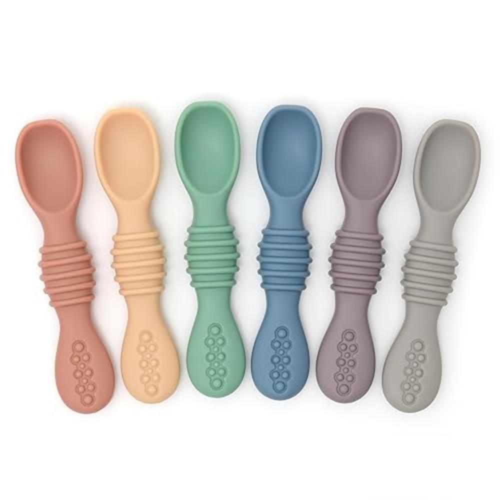 PrimaStella Silicone Chew Spoon Set for Babies and Toddlers - Safety Tested - BPA Free - Microwave, Dishwasher and Freezer Safe 