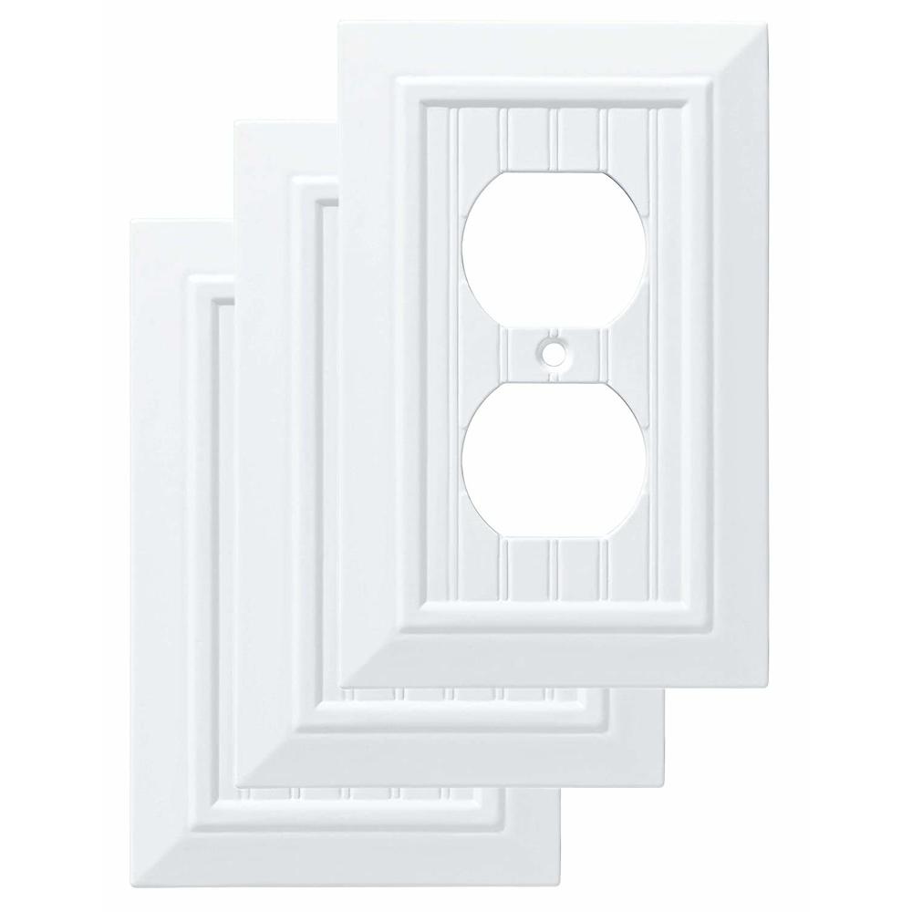 Franklin Brass W35266V-PW-C Classic Beadboard Single Duplex Wall Plate/Switch Plate/Cover (3 Pack), Pure White