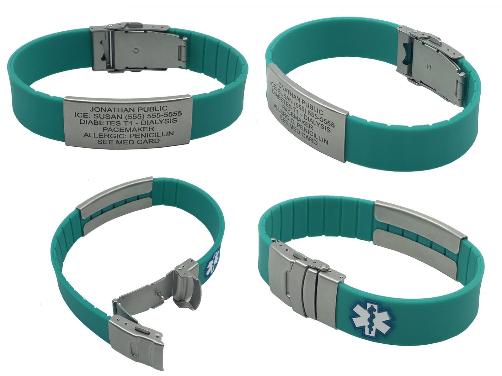 Universal Medical Data Sport Medical Bracelets for Men and Women, Personalized Engraving, Emergency Medical Information Card for Wallet or Purse, Compl