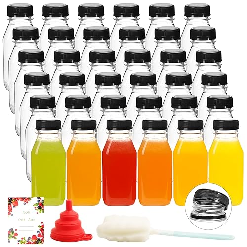 DilaBee Glass Juice Bottles with Lids [12 Pack] Bulk Glass Water Bottles  with Caps for Juicing, Smoo…See more DilaBee Glass Juice Bottles with Lids