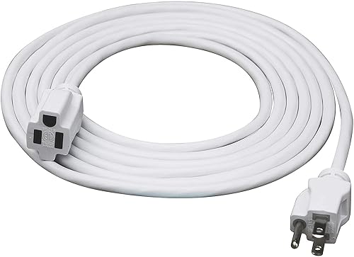 Clear Power 15 ft Indoor/Outdoor Extension Cord 16/3 SJTW, 3-Prong Grounded Plug, General Purpose, White, Water & Weather Resist