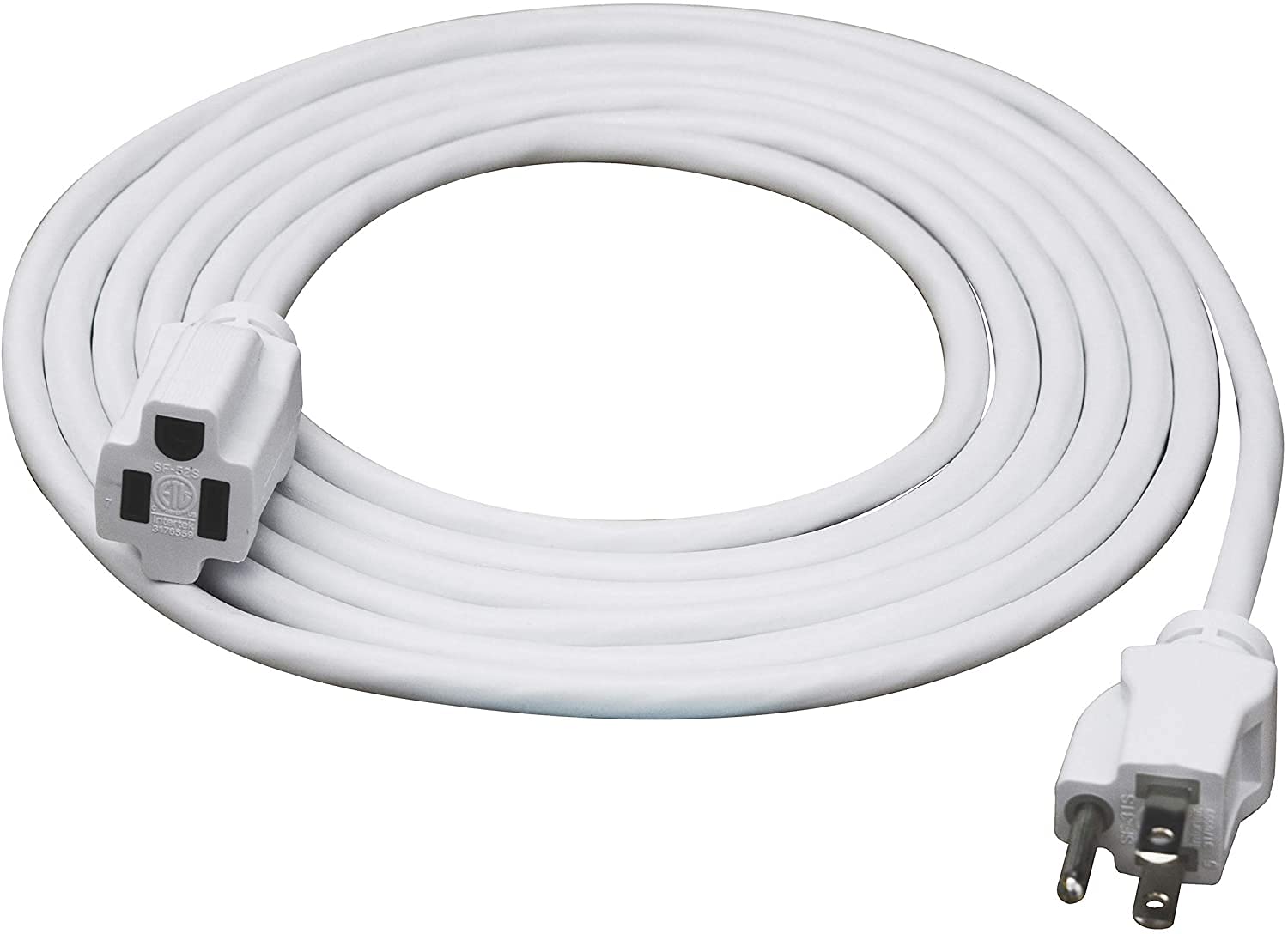 Clear Power 15 ft Indoor/Outdoor Extension Cord 16/3 SJTW, 3-Prong Grounded Plug, General Purpose, White, Water & Weather Resist