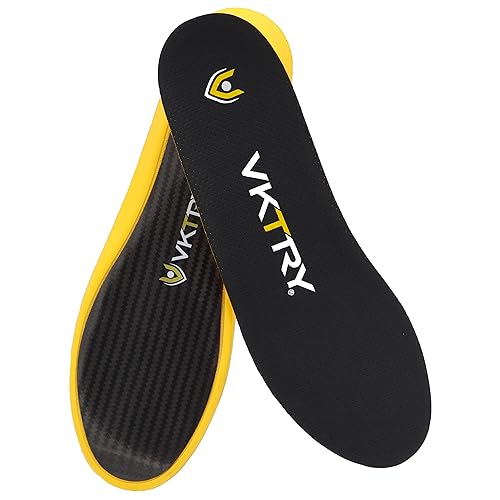 VKTRY Performance Insoles - Gold VKs - Carbon Fiber Shock Absorbing Sport Shoe Insoles for Pro Running, Basketball, Athletics - 