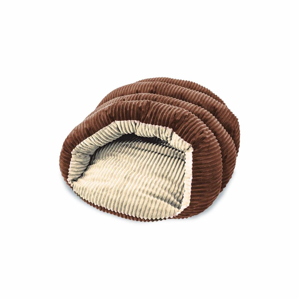 SPOT Sleep Zone Corduroy Cuddle Cave Dog Bed - Fabric Bottom - 22X17 Inches / Chocolate / Attractive, Durable, Comfortable, Washable.