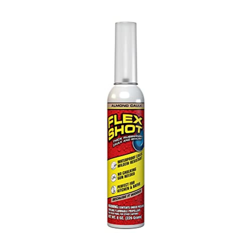 Flex Shot, 8 oz, Almond, Flexible Rubber Silicone Sealant, Waterproof Caulk, UV Resistant, No Caulk Gun Needed, Perfect for Kitc