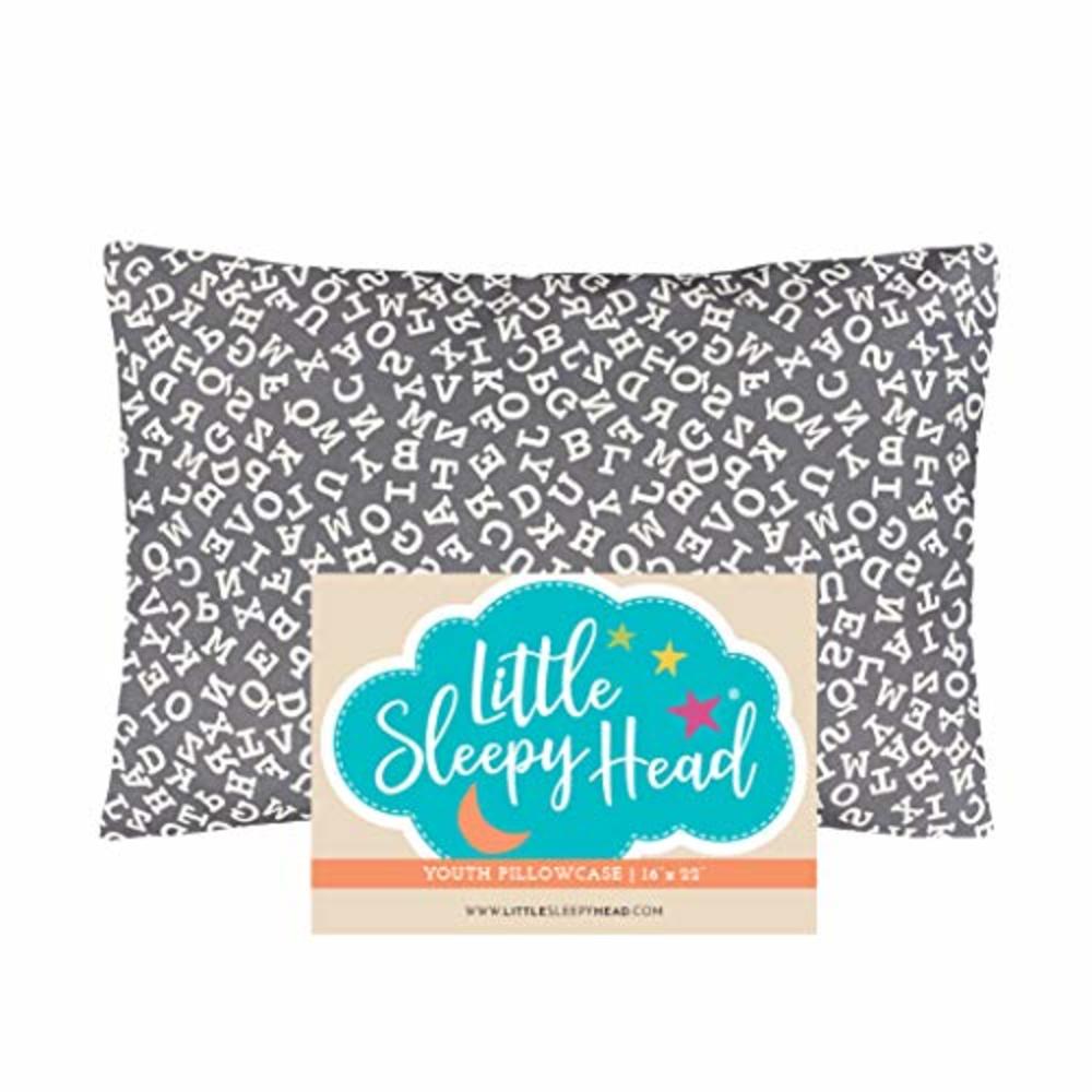 Little Sleepy Head Youth Pillowcase 16 x 22-100% Cotton & Hypoallergenic (Gray Alphabet)