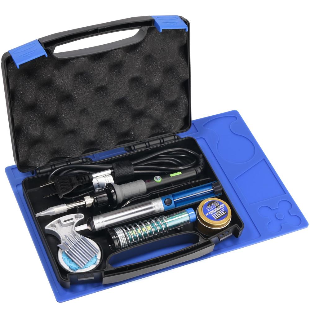 YIHUA 947-V Soldering Iron Kit with 3 LED Lights, Temperature Control, 5 Premium Solder Tips, Desoldering Pump, Indicator & ON/O