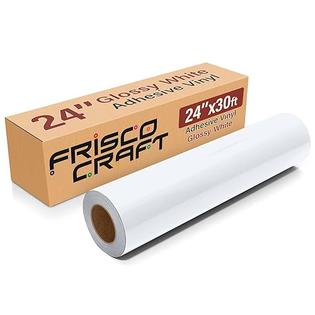 Frisco Craft Glossy White Permanent Vinyl - 24 x 30 FT Roll, Adhesive  Vinyl Sheets Compatible with