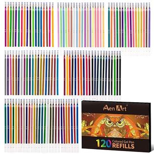 Aen Art 120 Colors Gel Pens Refills for Adult Coloring Books, 40% More Ink  Colored