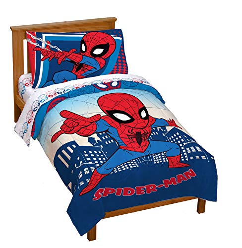 Jay Franco & Sons Jay Franco Marvel Super Hero Adventures Go Spidey 4 Piece Toddler Bed Set - Super Soft Microfiber Bed Set Includes Toddler Size 