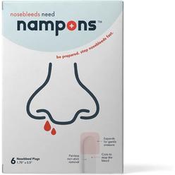 Nampons for Nosebleeds - 6 Nasal Plugs with Clotting Agent to Stop Nosebleeds Fast. Trusted by Doctors, Nurses and First Respond