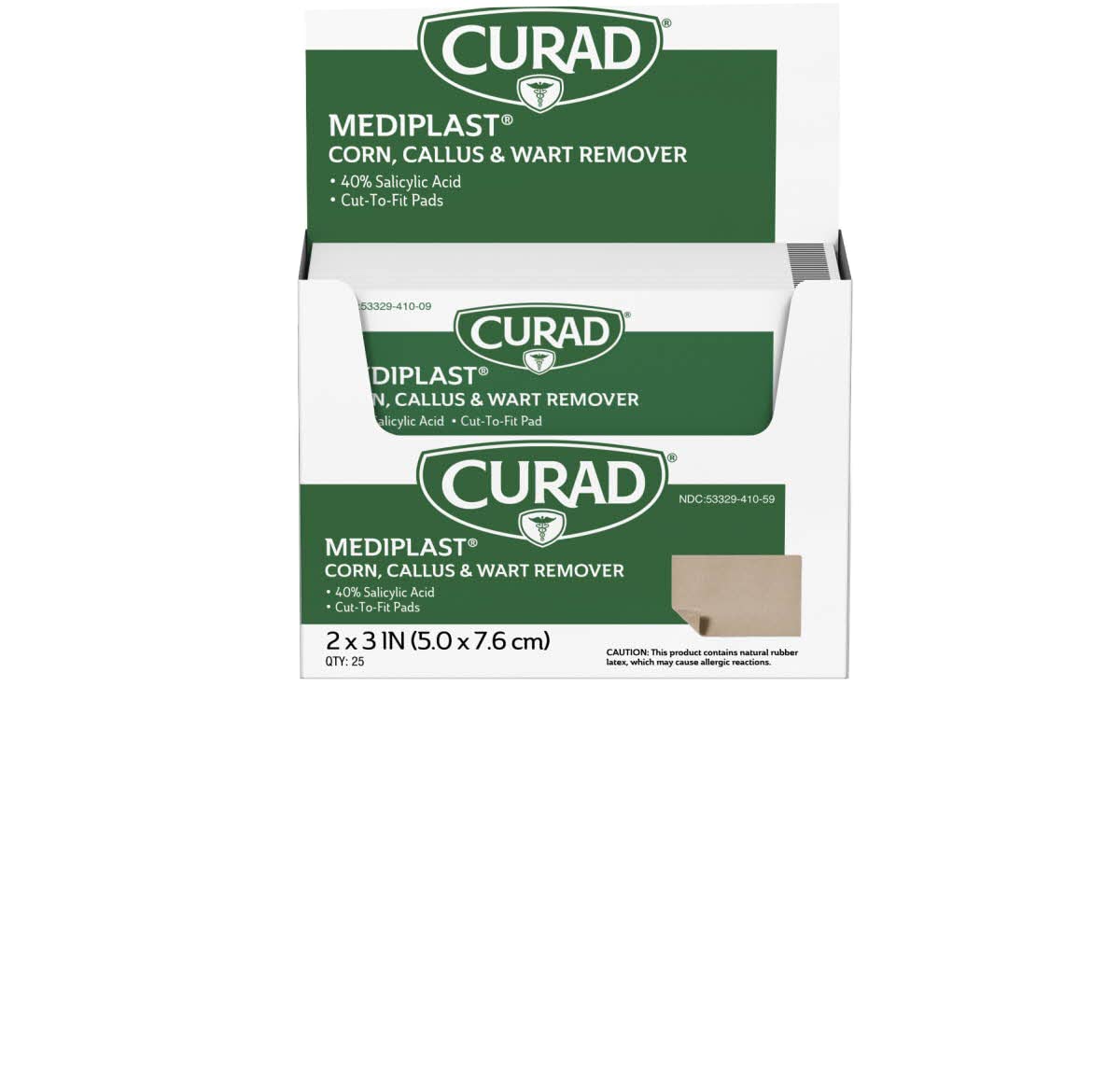 Curad Mediplast Corn, Callus, & Wart Remover, 40% Salicylic Acid Pads for topical removal of corns, callus, or plantar warts (25