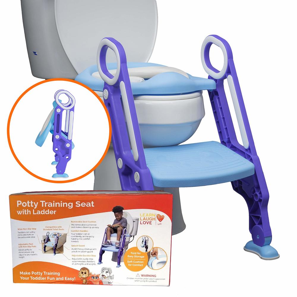 Learn Laugh Love Kids Potty Training Seat with Ladder - Potty Step Stool for Toddlers Fits Most Toilets, Folds for Storage. Potty Ladder is Durable an