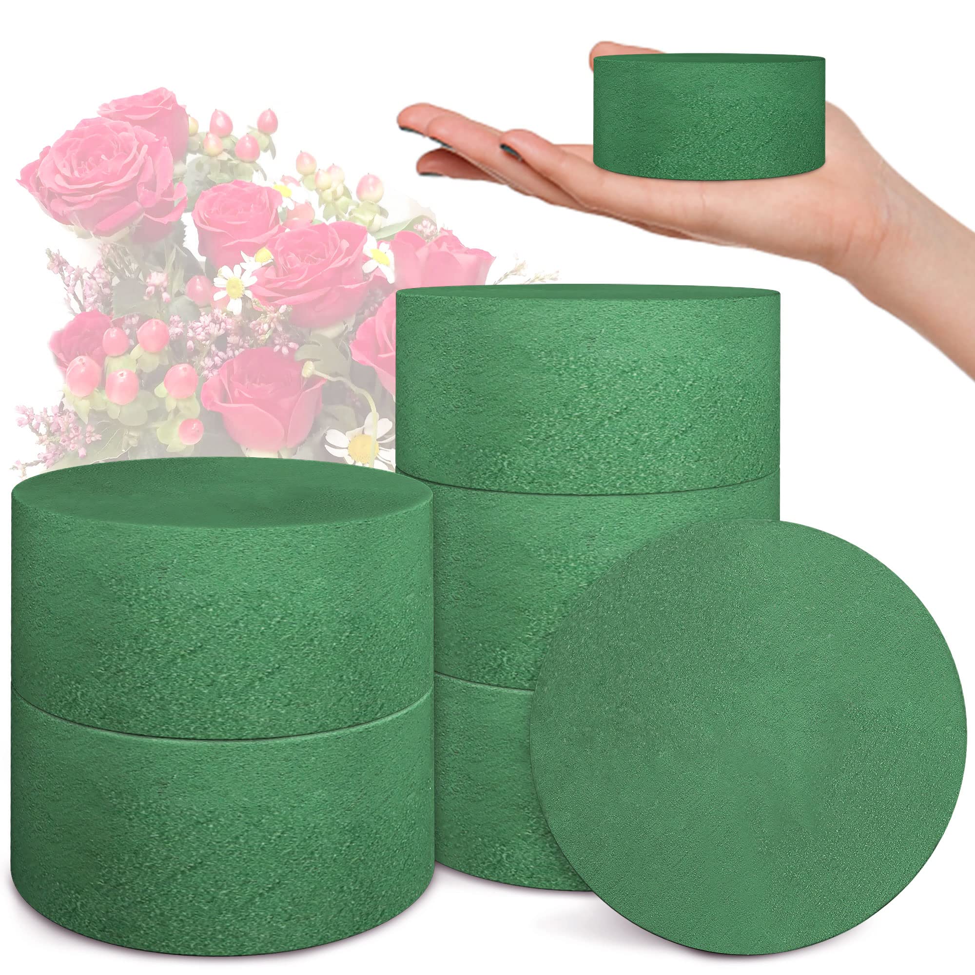 Max shape 6 Packs Round Floral Foam Blocks，3'' Large Dry Floral
