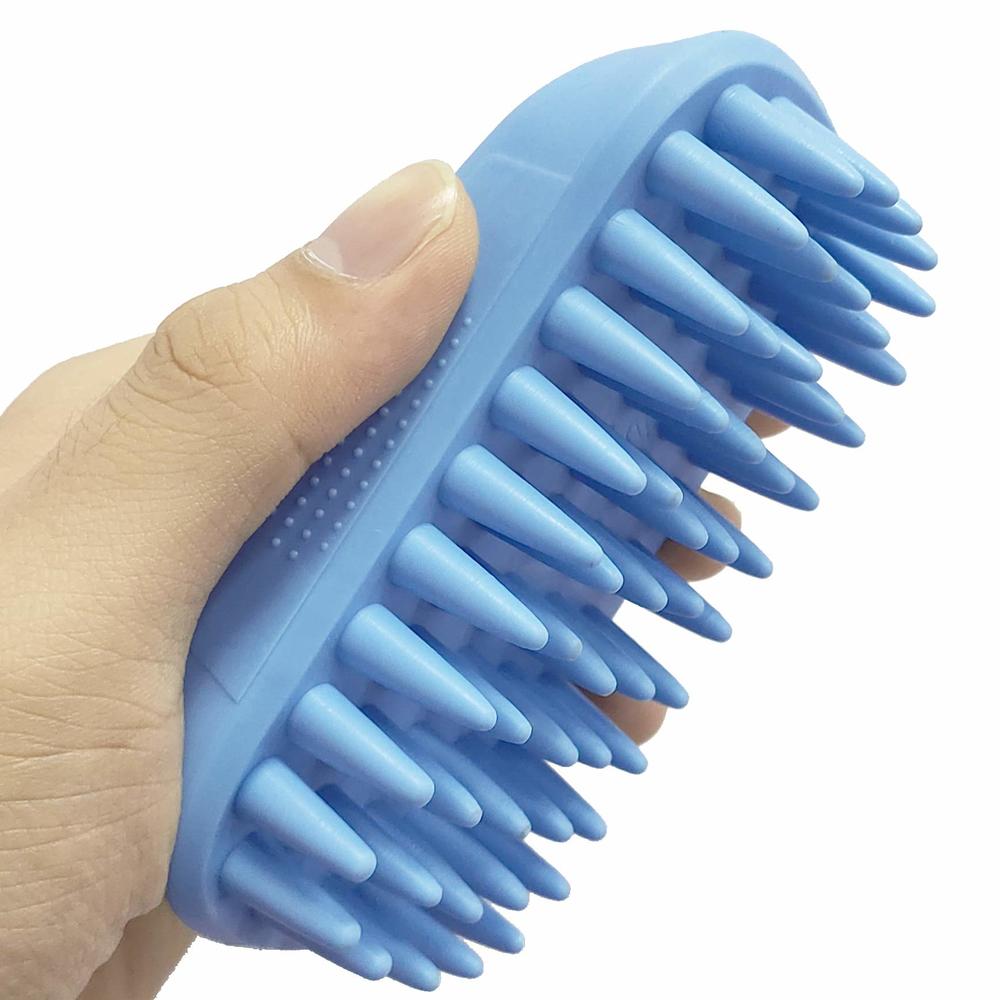 Zoopolr Pet Silicone Shampoo Brush for Long & Short Hair Medium Large Pets Dogs Cats, Anti-skid Rubber Dog Cat Pet Mouse Grooming Shower