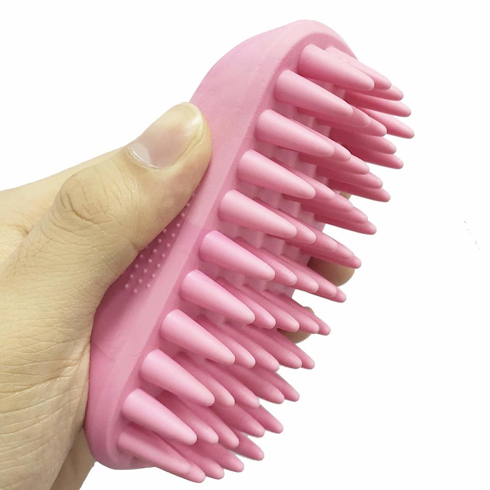 Zoopolr Pet Silicone Shampoo Brush for Long & Short Hair Medium Large Pets Dogs Cats, Silicone Shower Wash Curry Brush,Anti-skid Rubber 