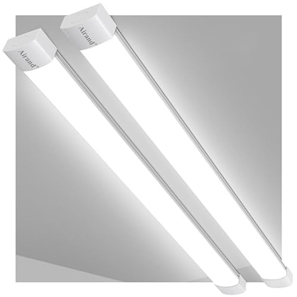 Airand Utility LED Shop Light Fixture 2PCS 4FT Linkable Plug in LED Tube Light for Kitchen Bathroom Garage Basement Office, Long LED Sh