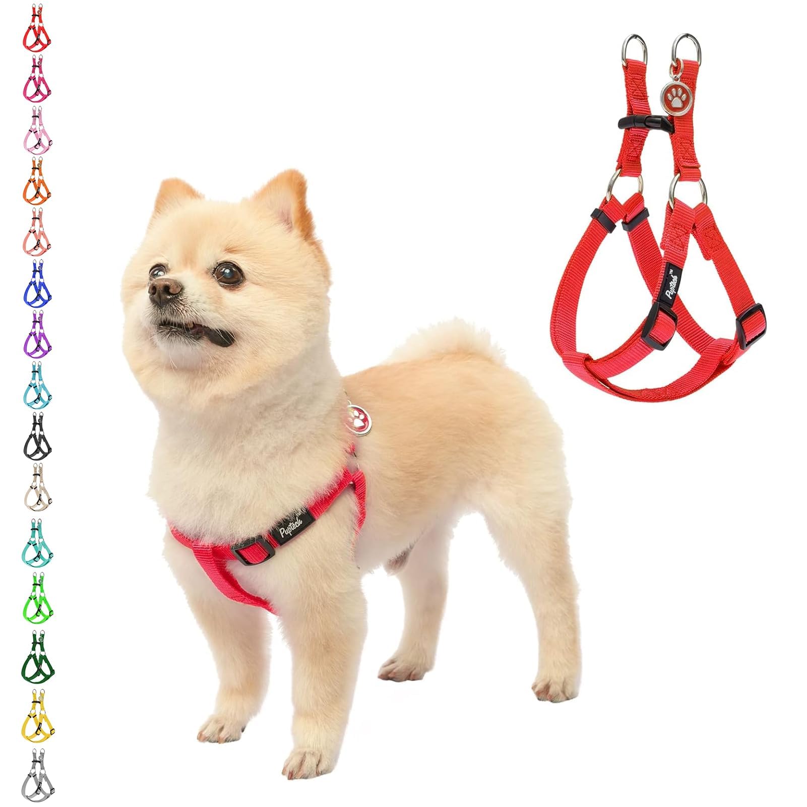 PUPTECK No Pull Dog Harness Soft Adjustable Basic Nylon Step in