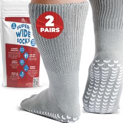 FORTIVO Extra Wide Socks for Swollen Feet Women, Diabetic Socks for Women 9-11, Hospital Socks with Grips for Women, Non Slip Socks Wome