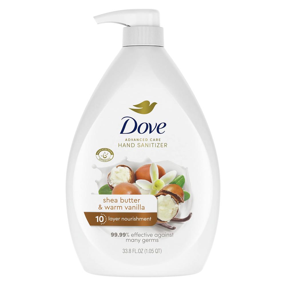 Dove Shea Butter Advanced Care Shea Butter & Warm Vanilla Hand Sanitizer for Soft, Smooth Skin, 99.99% Effective Against Many Ge