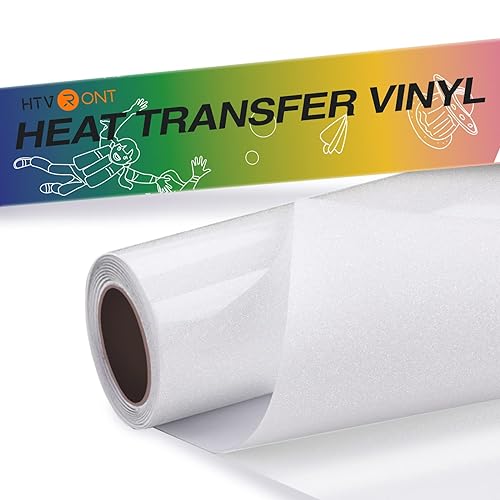 HTVRONT White Glitter HTV Vinyl Roll-12 x 5 FT White Glitter Heat Transfer  Vinyl Bundle