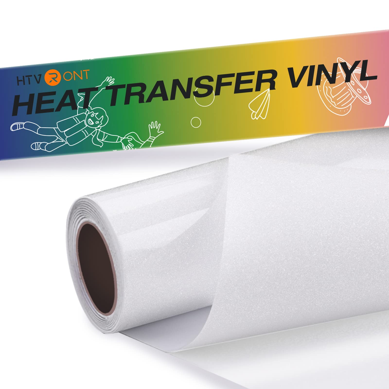 HTVRONT White Glitter HTV Vinyl Roll-12 x 5 FT White Glitter Heat Transfer  Vinyl Bundle, White Glitter Iron on Vinyl for All Cu